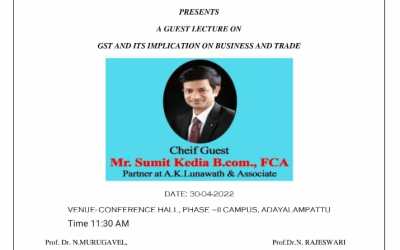 Guest Lecture on GST and its Implication on Business and Trade Guest Lecture on GST and its Implication on Business and Trade