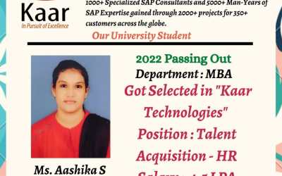 Placement of 2022 Passing Out MBA Student in Kaar Technologies Placement of 2022 Passing Out MBA Student in Kaar Technologies