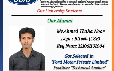 Placement of Our Alumni in Ford Motor Private Limited Placement of Our Alumni in Ford Motor Private Limited
