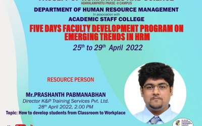 Faculty Development Program on How to Develop Students from Classroom to Workplace Faculty Development Program on How to Develop Students from Classroom to Workplace