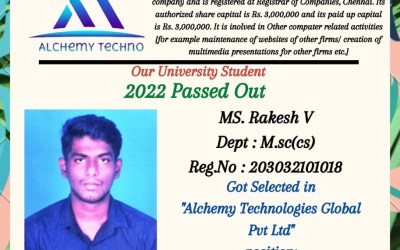 Placement Of 2022 Passed Out M.sc Student At Alchemy Technologies Placement Of 2022 Passed Out M.sc Student At Alchemy Technologies
