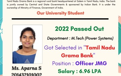 Placement Of 2022 Passed Out M.Tech Student At TamilNadu Grama Bank Placement Of 2022 Passed Out M.Tech Student At TamilNadu Grama Bank