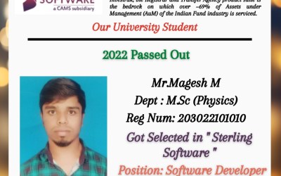 Placement of 2022 passed out student in Sterling Software. Placement of 2022 passed out student in Sterling Software.