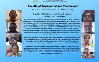 Report on National Level Technical Symposium TECHASTRA ’22 TECH-A-TRON Report on National Level Technical Symposium TECHASTRA ’22 TECH-A-TRON
