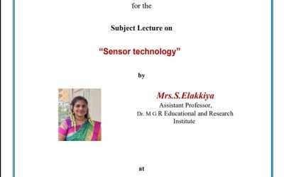 Subject Lecture on Sensor Technology Subject Lecture on Sensor Technology