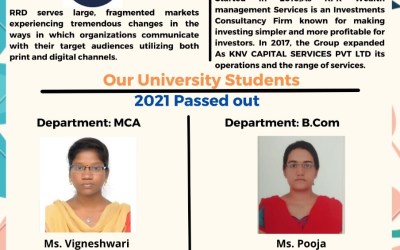 Placement of MCA and B. Com 2021 passed out students Placement of MCA and B. Com 2021 passed out students