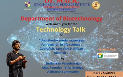 Technology Talk on Unorthodox model organisms for research in life science Technology Talk on Unorthodox model organisms for research in life science
