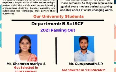 Placement for B. Sc. ISFC 2021 Students Placement for B. Sc. ISFC 2021 Students