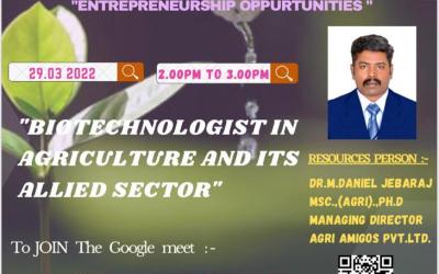 Biotechnologist in Agriculture and Allied Sector Biotechnologist in Agriculture and Allied Sector