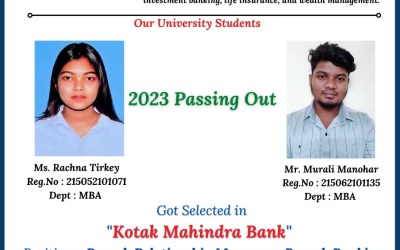 Placement of 2023 passing out MBA students in Kotak Mahindra Bank. Placement of 2023 passing out MBA students in Kotak Mahindra Bank.