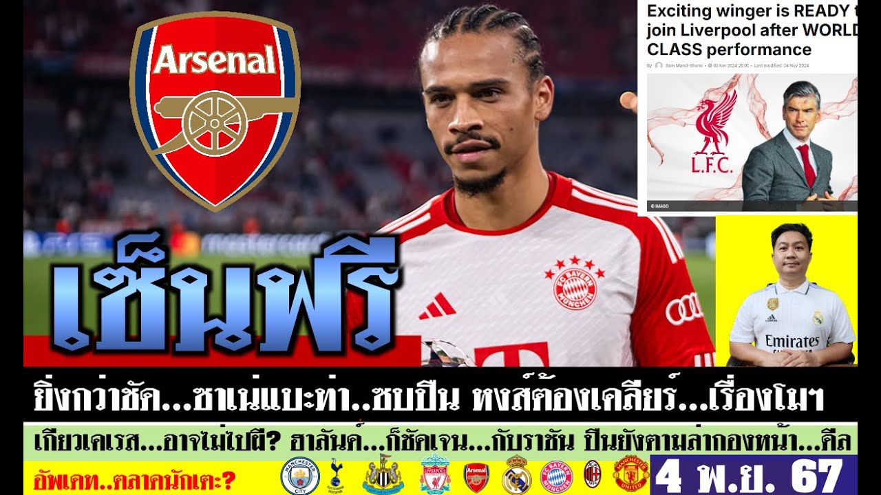 สรุปข่าวการย้ายทีม ล่าสุด 4 พ.ย. 67 เวลา 13.13 น. – ไปฟรี! ซาเน่จ่อซบปืน หงส์ต้องเร่งเคลียร์ซาลาห์? สรุปข่าวการย้ายทีม ล่าสุด 4 พ.ย. 67 เวลา 13.13 น. – ไปฟรี! ซาเน่จ่อซบปืน หงส์ต้องเร่งเคลียร์ซาลาห์?