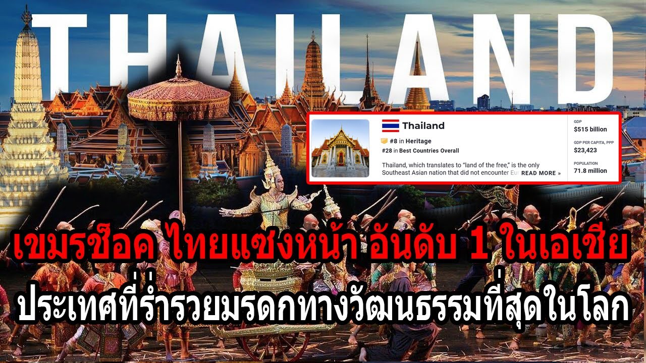 เขมรช็อค ไทยแซงหน้ายืนหนึ่งในโลก ประเทศที่ร่ำรวยวัฒนธรรมที่สุดในโลก เขมรช็อค ไทยแซงหน้ายืนหนึ่งในโลก ประเทศที่ร่ำรวยวัฒนธรรมที่สุดในโลก
