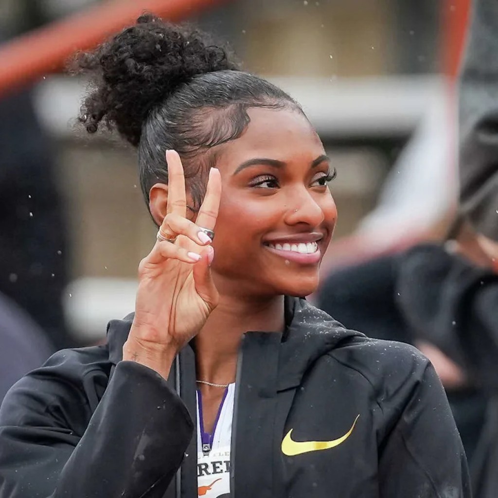 Olympic champion Masai Russell opens her season at Texas Relays, thanks the fans after win Olympic champion Masai Russell opens her season at Texas Relays, thanks the fans after win