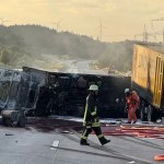 Entire closure: The truck is on fireplace at the freeway – A8 Entire closure: The truck is on fireplace at the freeway – A8