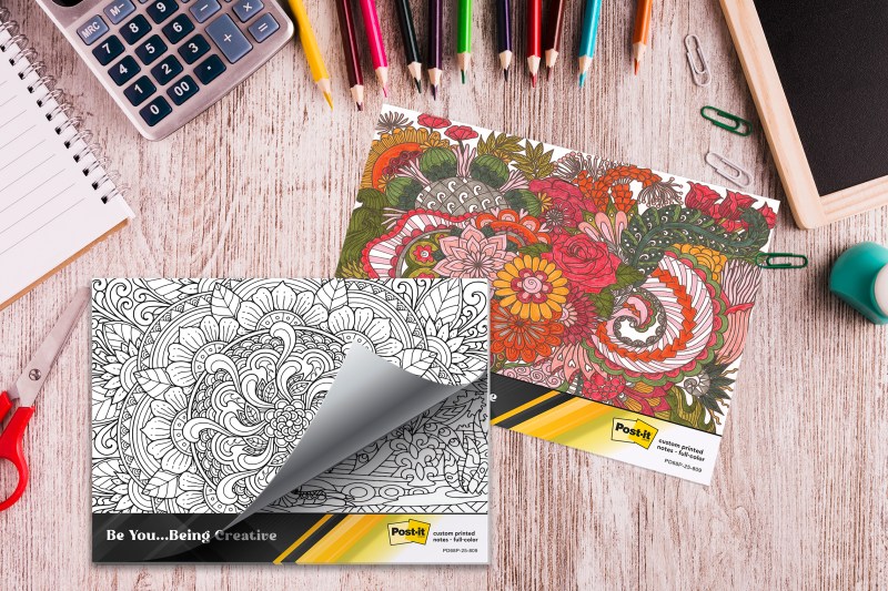 Custom Printed Post-it® Coloring Pad Notes (6"x8") 25 Sheets/ 4 Color Dynamic Variable 1 Custom Printed Post-it® Coloring Pad Notes (6"x8") 25 Sheets/ 4 Color Dynamic Variable 1