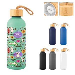 25 Oz. Full Color Blaire Recycled Aluminum Bottle With Bamboo Lid 1 25 Oz. Full Color Blaire Recycled Aluminum Bottle With Bamboo Lid 1