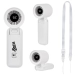 Rabs Folding Fan With Digital Display - 80289 WHT Padprint Rabs Folding Fan With Digital Display - 80289 WHT Padprint