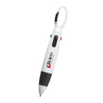 Quatro Carabiner Pen - 444 WHTBLK Digibrite Quatro Carabiner Pen - 444 WHTBLK Digibrite