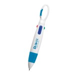 Quatro Carabiner Pen - 444 WHTBLU Padprint Quatro Carabiner Pen - 444 WHTBLU Padprint