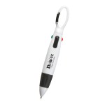 Quatro Carabiner Pen - 444 WHTBLK Padprint Quatro Carabiner Pen - 444 WHTBLK Padprint