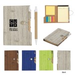 Woodgrain Look Notebook With Sticky Notes And Flags 1 Woodgrain Look Notebook With Sticky Notes And Flags 1