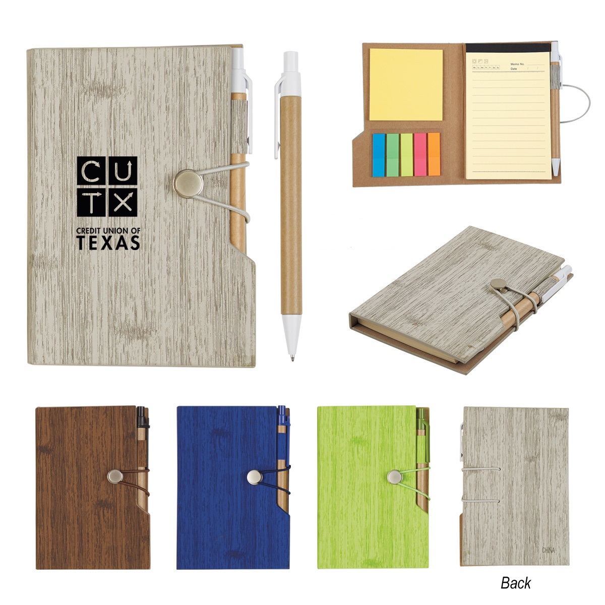 Woodgrain Look Notebook With Sticky Notes And Flags 1