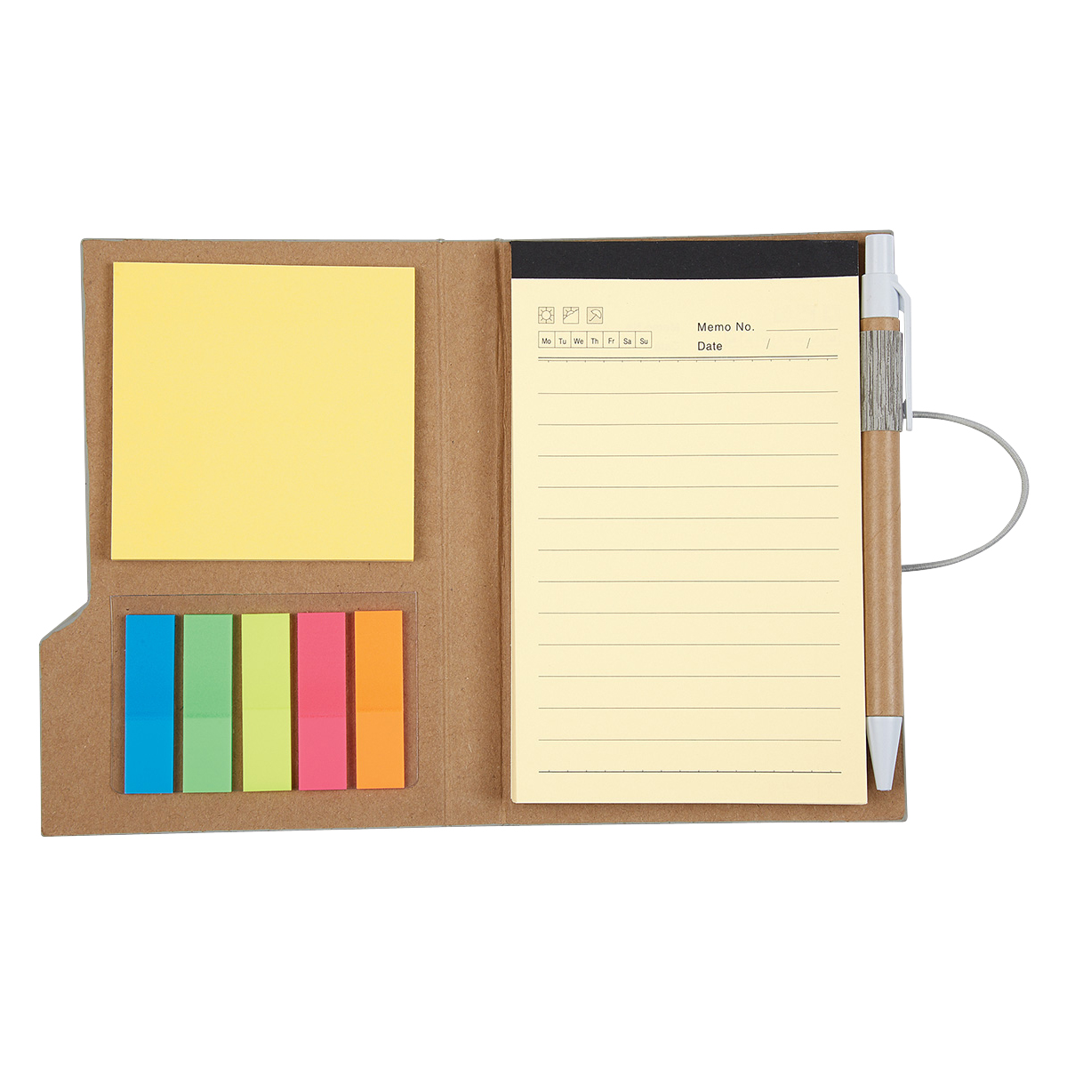 Woodgrain Look Notebook With Sticky Notes And Flags 1