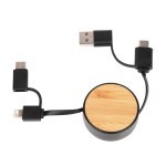 Bamboo Retractable 3-in-1 Charging Cable - 25211 BLK Cable Bamboo Retractable 3-in-1 Charging Cable - 25211 BLK Cable