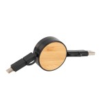 Bamboo Retractable 3-in-1 Charging Cable - 25211 BLK Angle Bamboo Retractable 3-in-1 Charging Cable - 25211 BLK Angle