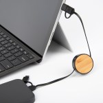 Bamboo Retractable 3-in-1 Charging Cable - 25211 BLK Laser Bamboo Retractable 3-in-1 Charging Cable - 25211 BLK Laser