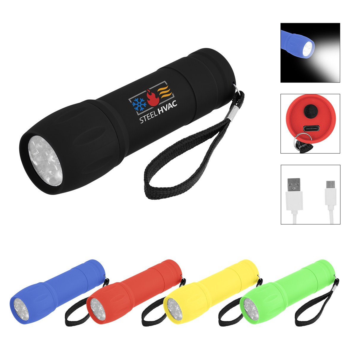 Rechargeable Rubberized Torch Light 2.0 1