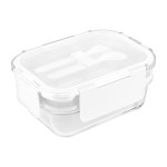 Recycled Double Decker Glass Bento Box - 75253 WHT Blank Recycled Double Decker Glass Bento Box - 75253 WHT Blank