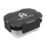 Recycled Double Decker Glass Bento Box - 75253 BLK Silkscreen Recycled Double Decker Glass Bento Box - 75253 BLK Silkscreen