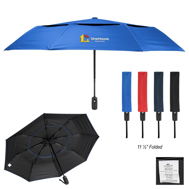 42" Telescopic Folding Umbrella With 100% Rpet Canopy 1 42" Telescopic Folding Umbrella With 100% Rpet Canopy 1