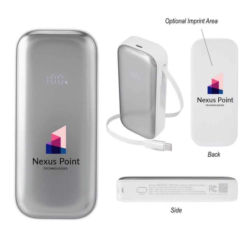 10,000 Mah Power Bank With Retractable Type-c Cable 1 10,000 Mah Power Bank With Retractable Type-c Cable 1