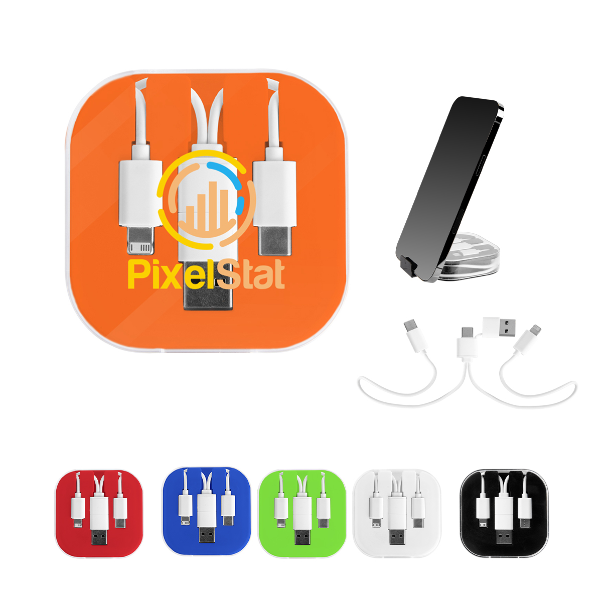 3-in-1 Charging Cable With Phone Stand 2.0 1 3-in-1 Charging Cable With Phone Stand 2.0 1