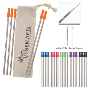 5-pack Stainless Straw Kit With Cotton Pouch 1 5-pack Stainless Straw Kit With Cotton Pouch 1