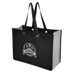 Expo Recycled Non-woven Shopper Tote Bag - 30222 BLKGRA silkscreen Expo Recycled Non-woven Shopper Tote Bag - 30222 BLKGRA silkscreen