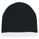 Knit Beanie With Stripe - 1076 BLKWHT Blank Knit Beanie With Stripe - 1076 BLKWHT Blank