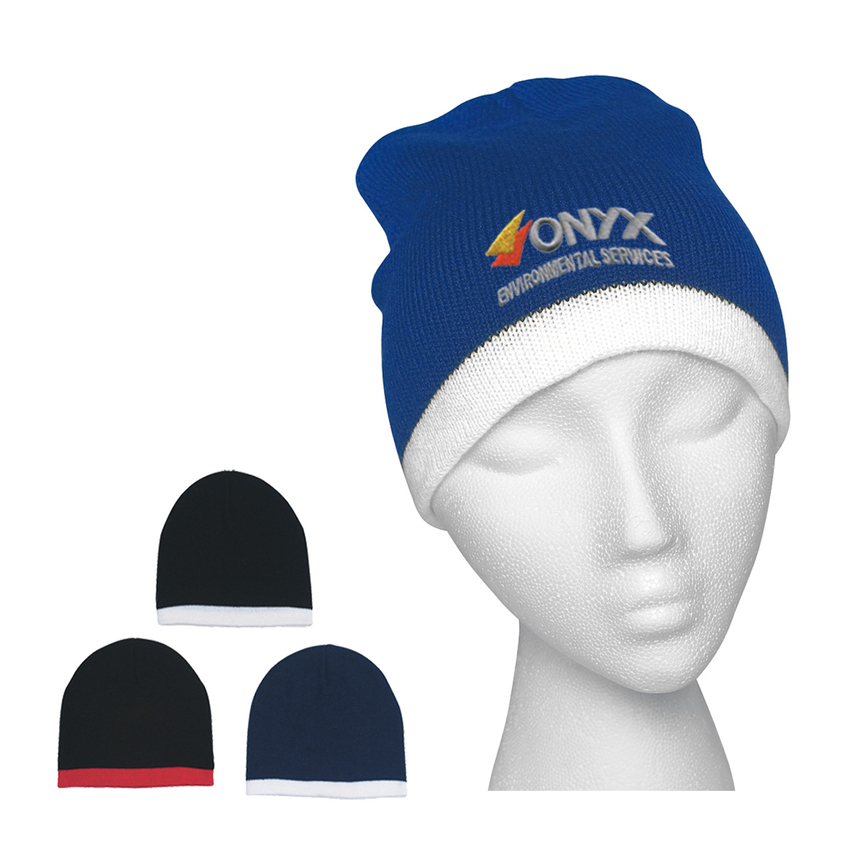Knit Beanie With Stripe 1
