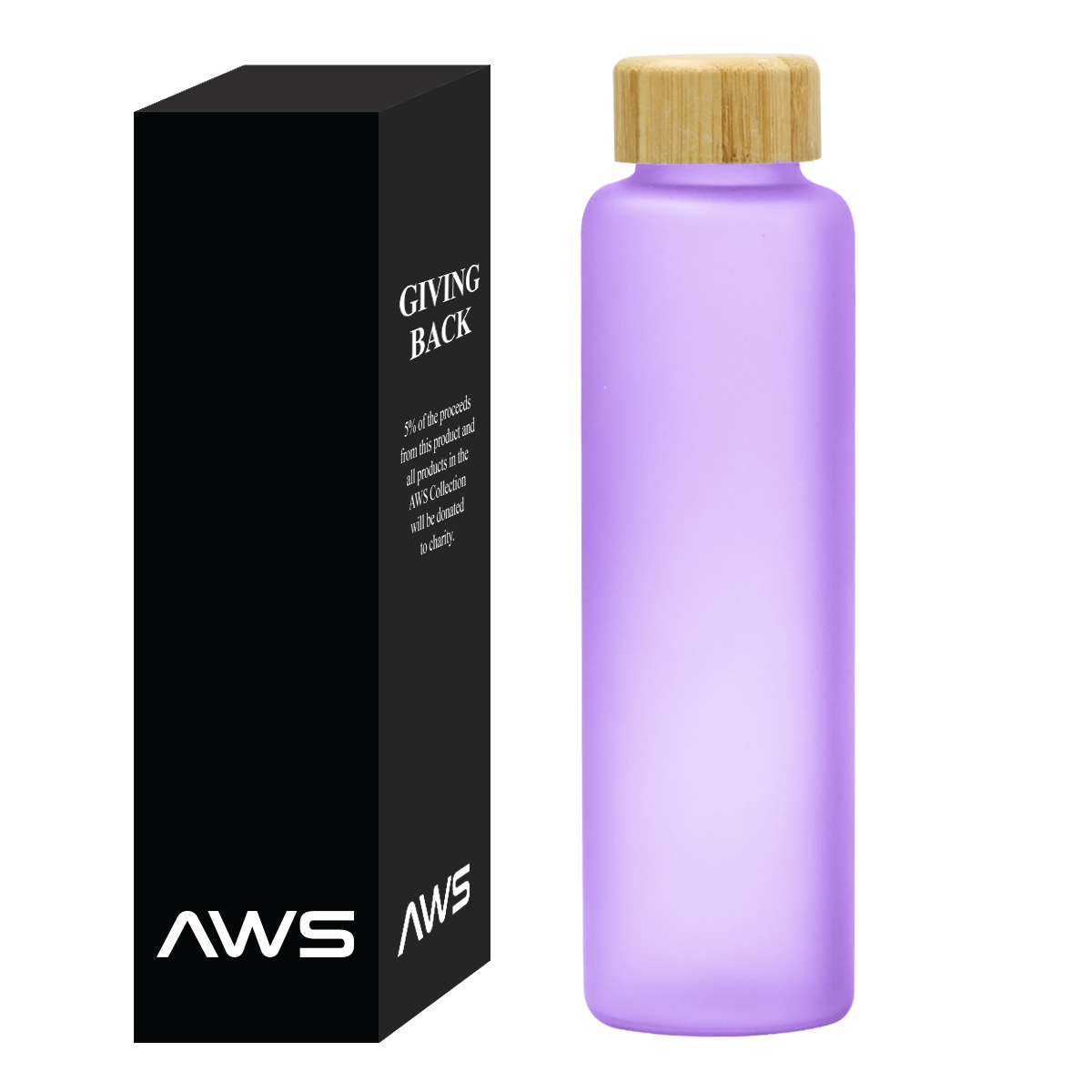 Aws 20 Oz. Belle Glass Bottle With Bamboo Lid 1