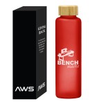 Aws 20 Oz. Belle Glass Bottle With Bamboo Lid - 6062 RED Silkscreen Aws 20 Oz. Belle Glass Bottle With Bamboo Lid - 6062 RED Silkscreen