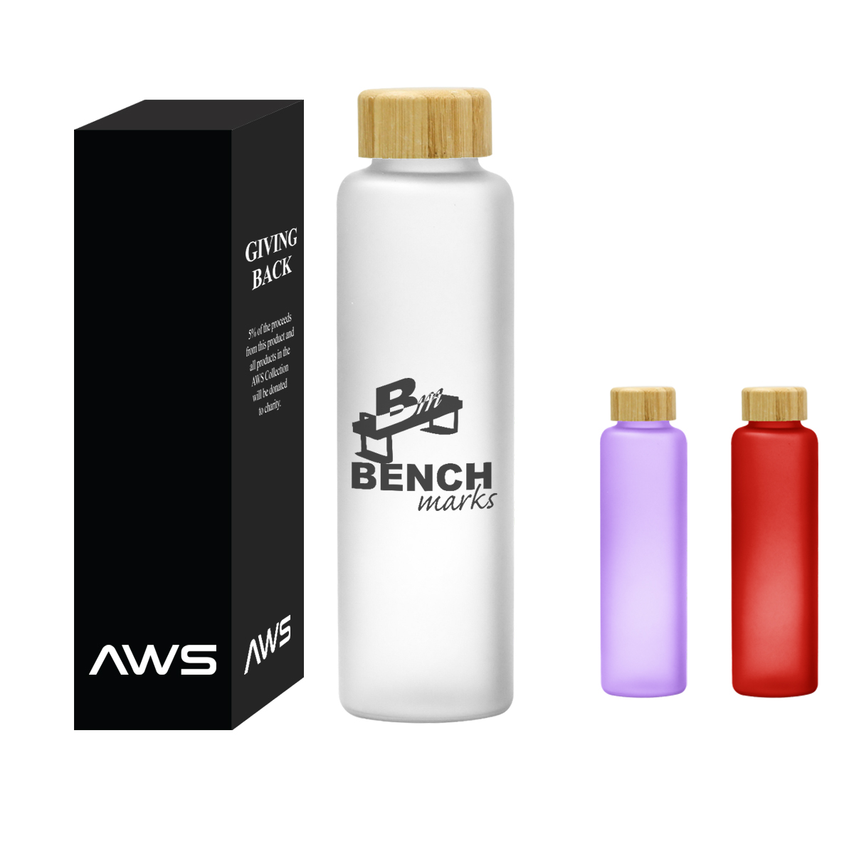 Aws 20 Oz. Belle Glass Bottle With Bamboo Lid 1