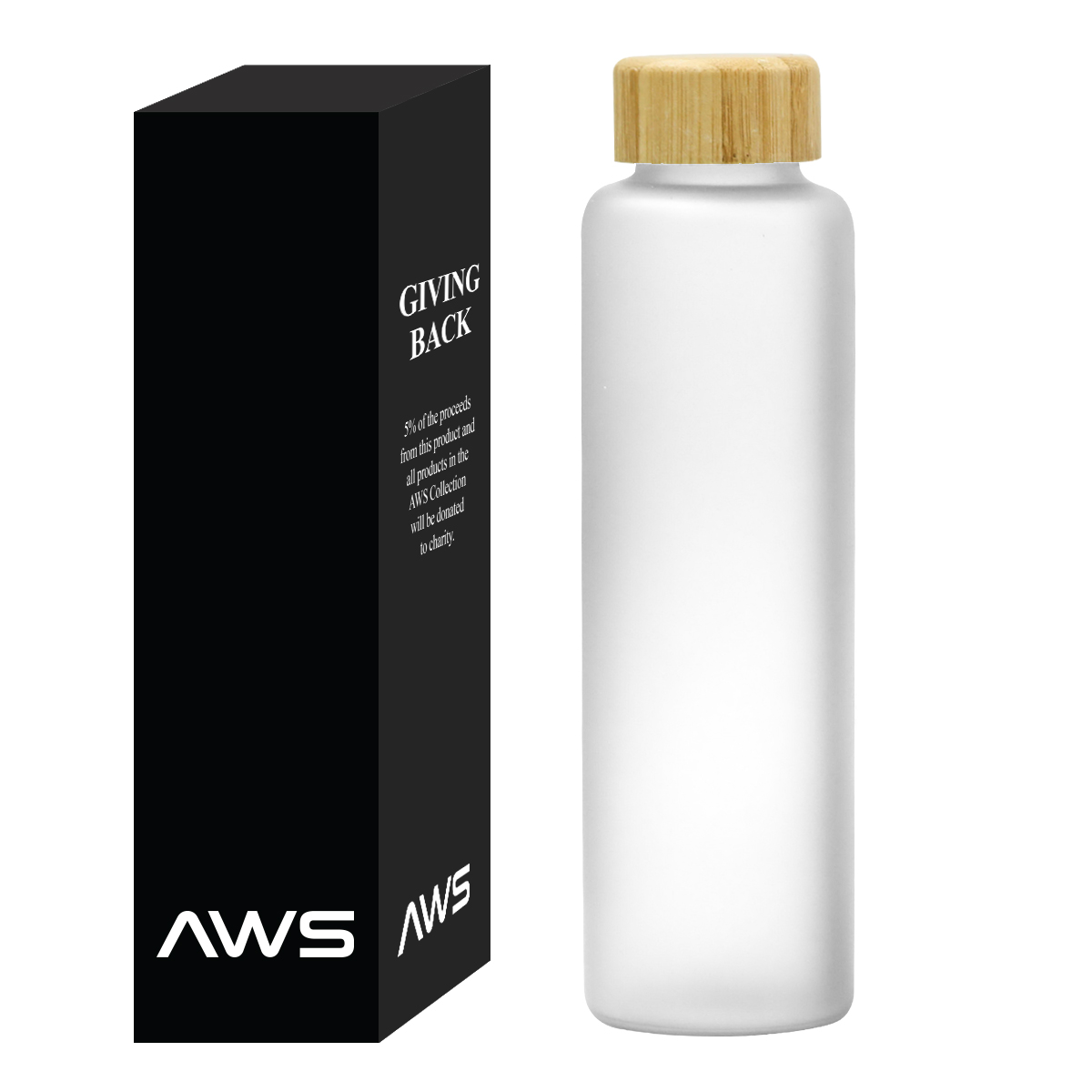 Aws 20 Oz. Belle Glass Bottle With Bamboo Lid 1