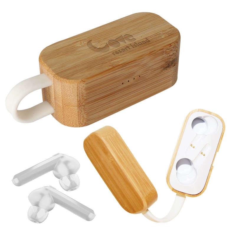 Tws Earbuds In Bamboo Charging Case 1 Tws Earbuds In Bamboo Charging Case 1