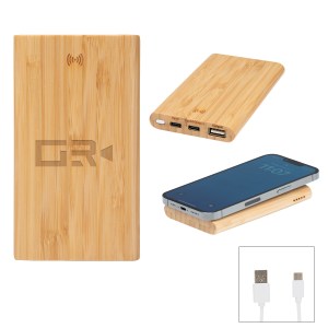 5000 Mah Bamboo Power Bank & 10w Wireless Charger 1 5000 Mah Bamboo Power Bank & 10w Wireless Charger 1