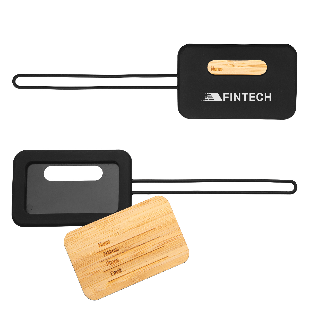 First Class Bamboo & Silicone Luggage Tag 1