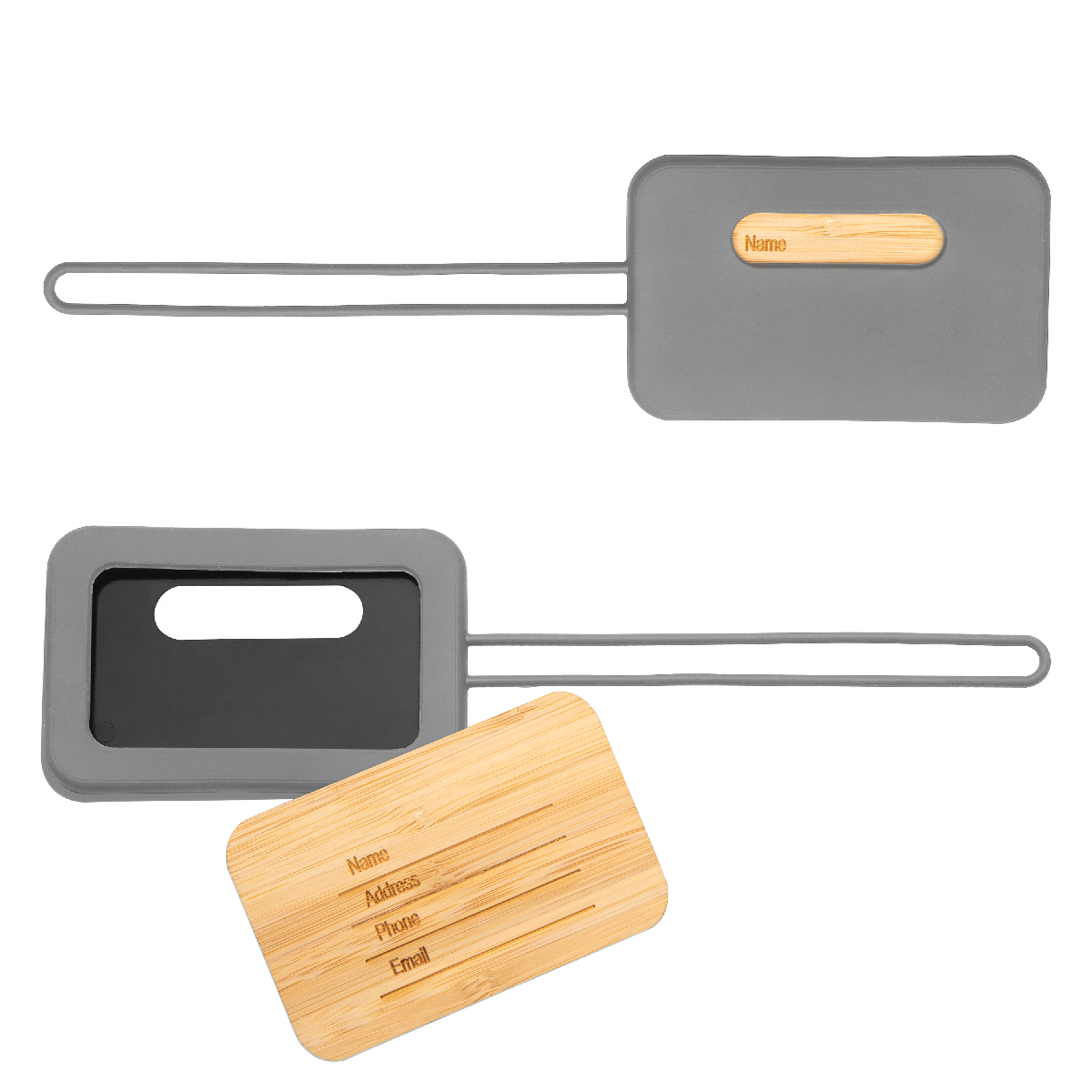 First Class Bamboo & Silicone Luggage Tag 1