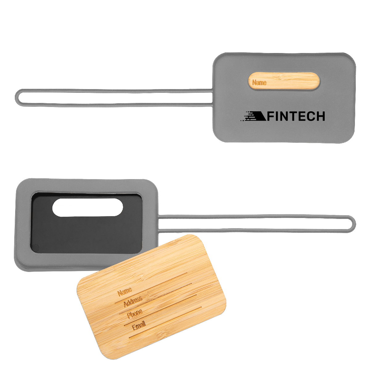 First Class Bamboo & Silicone Luggage Tag 1