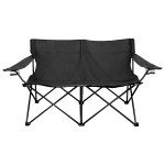 Double Take Folding Chair For Two - 7077 BLK Front Double Take Folding Chair For Two - 7077 BLK Front